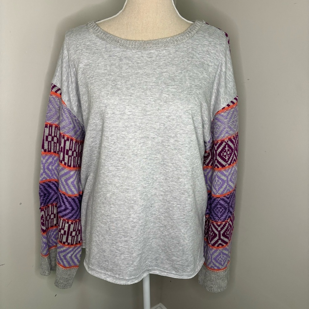 Fabrik NEW sweatshirt w/ sweater sleeves gray purple oversized size Large